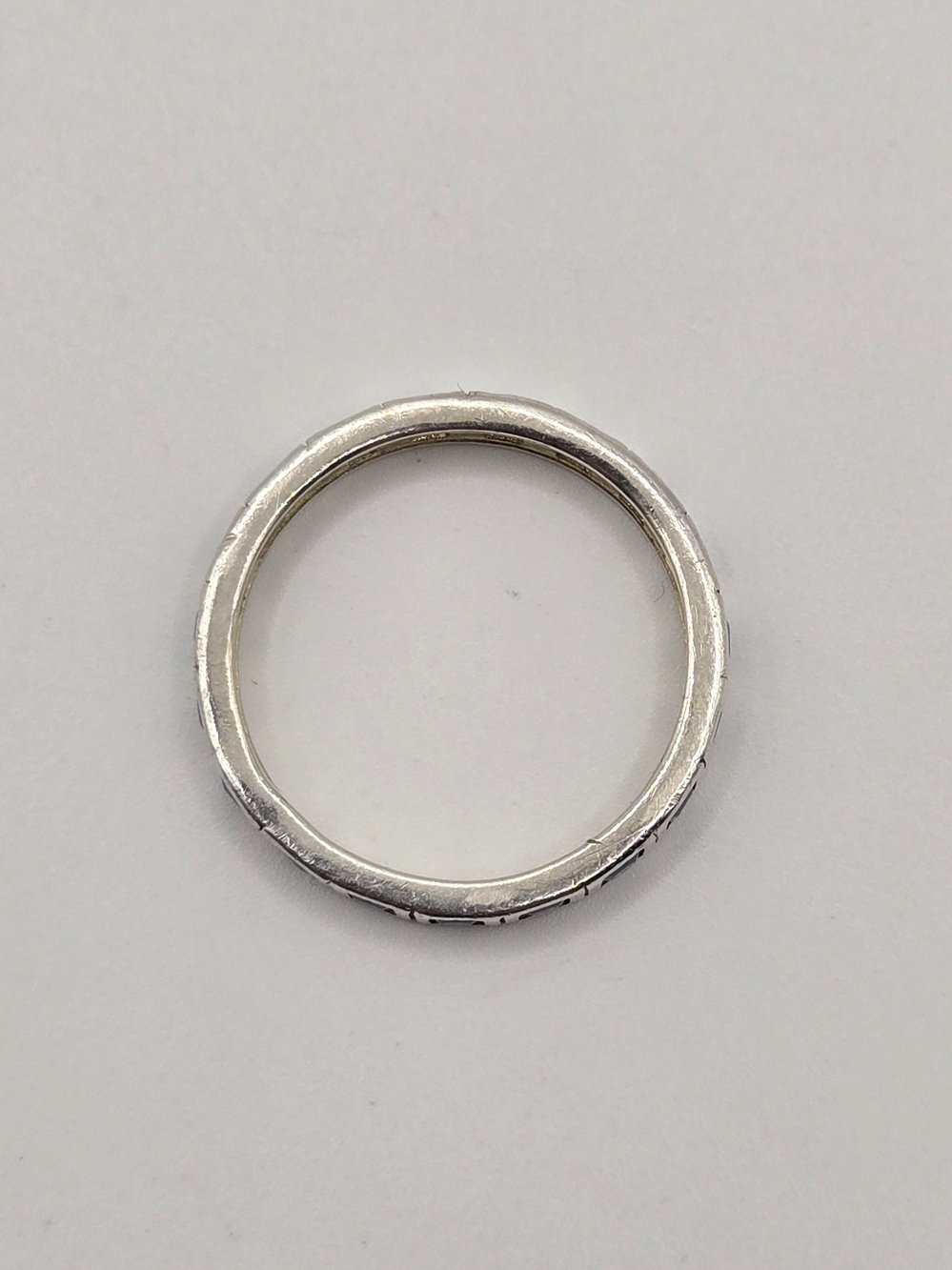 Sterling Silver Blue Inlay Stackable Ring - Picture 4 of 8